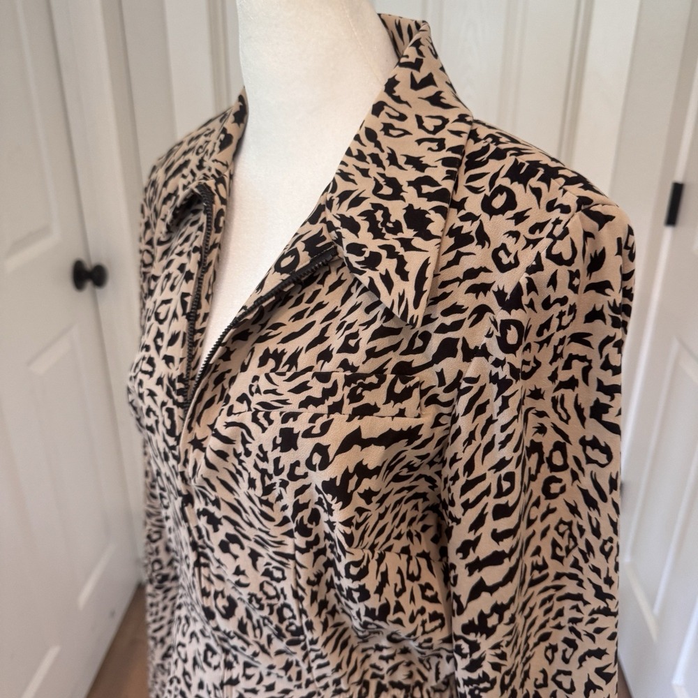 Vintage Lemmie For Nina Leonard Animal Print Leopard Jacket Sz 8 M City 90s/Y2k